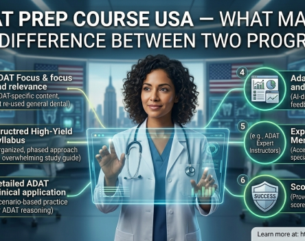 ADAT Prep Course USA comparison showing ADAT exam prep, study materials, and mock exams for dental professionals