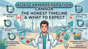 ADAT Exam Preparation Canada timeline guide with ADAT prep course and online coaching support for dental professionals
